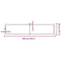 vidaXL Tischplatte Hellbraun 180x40x6cm Eichenholz Behandelt Baumkante