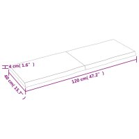 vidaXL Tischplatte Dunkelgrau 120x40x4 cm Eichenholz mit Baumkante