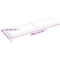 vidaXL Tischplatte Dunkelgrau 160x40x4 cm Eichenholz mit Baumkante