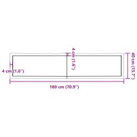 vidaXL Tischplatte Dunkelgrau 180x40x6 cm Eichenholz mit Baumkante