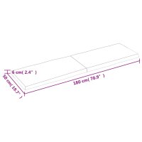 vidaXL Tischplatte Dunkelgrau 180x50x6 cm Eichenholz mit Baumkante