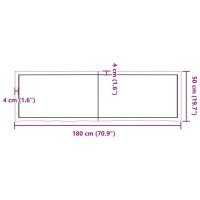 vidaXL Tischplatte Dunkelgrau 180x50x6 cm Eichenholz mit Baumkante