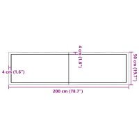 vidaXL Tischplatte Dunkelgrau 200x50x4 cm Eichenholz mit Baumkante