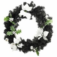 vidaXL Weihnachtskranz mit LED Schwarz 60 cm PVC