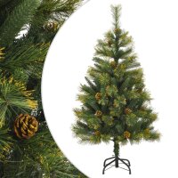 vidaXL K&uuml;nstlicher Weihnachtsbaum Klappbar mit Zapfen 120 cm