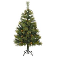 vidaXL K&uuml;nstlicher Weihnachtsbaum Klappbar mit Zapfen 120 cm