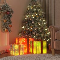 vidaXL Beleuchtete Geschenkboxen 3 Stk. 64 LEDs Warmweiß