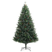 vidaXL K&uuml;nstlicher Weihnachtsbaum Klappbar mit Roten Beeren 150 cm