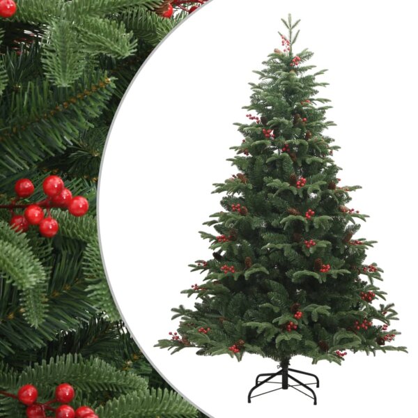 vidaXL K&uuml;nstlicher Weihnachtsbaum Klappbar mit Zapfen &amp; Beeren 180 cm