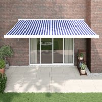 vidaXL Markise Einziehbar Blau und Weiß 4x3 m Stoff...