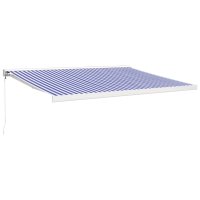 vidaXL Markise Einziehbar Blau und Weiß 4x3 m Stoff...