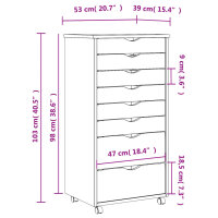 vidaXL Rollschrank mit Schubladen MOSS Wei&szlig; Massivholz Kiefer