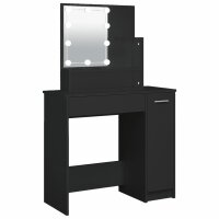 vidaXL Schminktisch mit LED Schwarz 86,5x35x136 cm