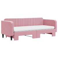 vidaXL Tagesbett Ausziehbar mit Matratzen Rosa 80x200 cm Samt