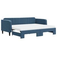 vidaXL Tagesbett Ausziehbar mit Matratzen Blau 90x200 cm Samt