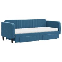 vidaXL Tagesbett Ausziehbar mit Schubladen Blau 80x200 cm Samt