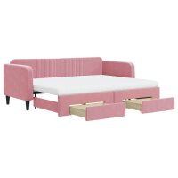 vidaXL Tagesbett Ausziehbar mit Schubladen Rosa 80x200 cm Samt