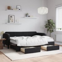 vidaXL Tagesbett Ausziehbar mit Schubladen Schwarz 80x200 cm Samt