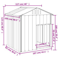 vidaXL Hundeh&uuml;tte mit Dach Anthrazit 117x103x123 cm Verzinkter Stahl