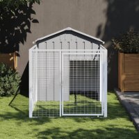 vidaXL Hundehütte mit Auslauf Hellgrau 117x201x123...