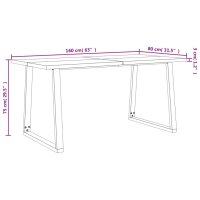 vidaXL Esstisch Baumkante 160x80x75 cm Massivholz Akazie