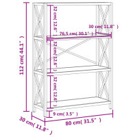 vidaXL Regal mit 4 B&ouml;den 80x30x112 cm Massivholz Eiche