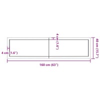 vidaXL Tischplatte Hellbraun 160x40x4cm Eichenholz Behandelt Baumkante