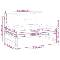 vidaXL Mittelsofa Wei&szlig; 120x80 cm Massivholz Kiefer