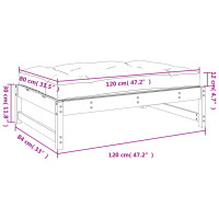 vidaXL Gartenhocker Wei&szlig; 120x80 cm Massivholz Kiefer