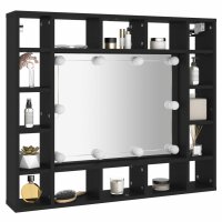 vidaXL LED-Spiegelschrank Schwarz 91x15x76,5 cm