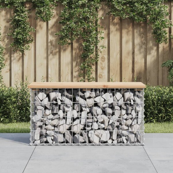 vidaXL Gartenbank aus Gabionen 83x31,5x42 cm Massivholz Kiefer