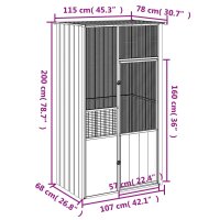 vidaXL Voliere Anthrazit 115x78x200 cm Verzinkter Stahl