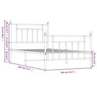 vidaXL Bettgestell mit Kopf- und Fu&szlig;teil Metall Schwarz 100x190 cm