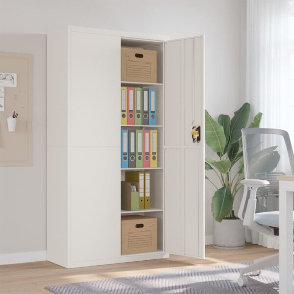 vidaXL Aktenschrank Wei&szlig; 90x40x180 cm Stahl