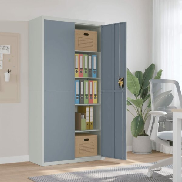 vidaXL Aktenschrank Hellgrau und Dunkelgrau 90x40x180 cm Stahl