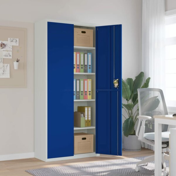 vidaXL Aktenschrank Hellgrau und Blau 90x40x200 cm Stahl