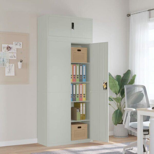 vidaXL Aktenschrank Hellgrau 90x40x220 cm Stahl