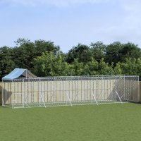 vidaXL Outdoor-Hundezwinger mit Dach Silbern 10x2x2,5 m...