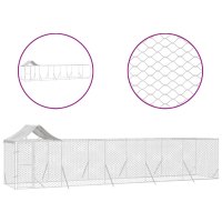 vidaXL Outdoor-Hundezwinger mit Dach Silbern 10x2x2,5 m...