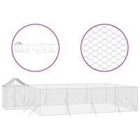 vidaXL Outdoor-Hundezwinger mit Dach Silbern 10x6x2,5 m...