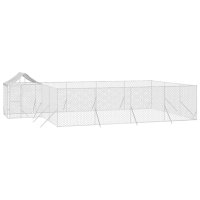 vidaXL Outdoor-Hundezwinger mit Dach Silbern 10x6x2,5 m Stahl Verzinkt