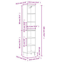 vidaXL Highboard Grau Sonoma 34,5x32,5x180 cm Holzwerkstoff