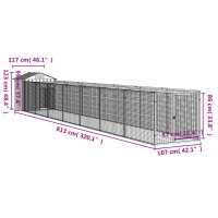 vidaXL Hundeh&uuml;tte mit Dach Hellgrau 117x813x123 cm Verzinkter Stahl