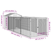 vidaXL Hundeh&uuml;tte mit Dach Hellgrau 117x405x123 cm Verzinkter Stahl