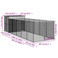 vidaXL Hundeh&uuml;tte mit Auslauf Anthrazit 214x661x181cm Verzinkter Stahl