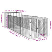 vidaXL Hundeh&uuml;tte mit Auslauf Anthrazit 110x405x110cm Verzinkter Stahl