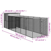 vidaXL Hundeh&uuml;tte mit Auslauf Anthrazit 165x659x181cm Verzinkter Stahl