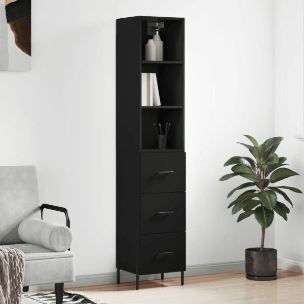 vidaXL Highboard Schwarz 34,5x34x180 cm Holzwerkstoff