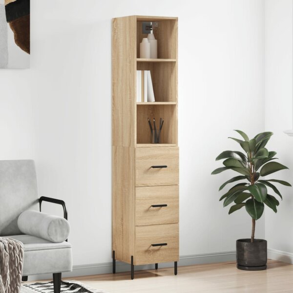 vidaXL Highboard Sonoma-Eiche 34,5x34x180 cm Holzwerkstoff