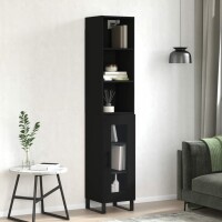 vidaXL Highboard Schwarz 34,5x34x180 cm Holzwerkstoff